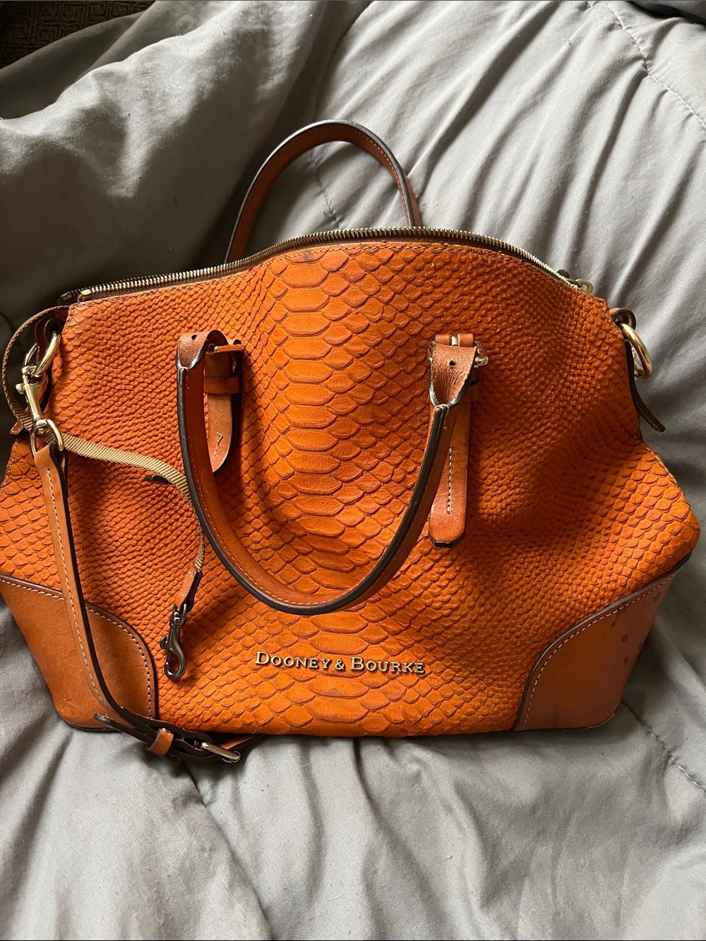 Dooney & Bourke Vibrant Orange Textured Satchel